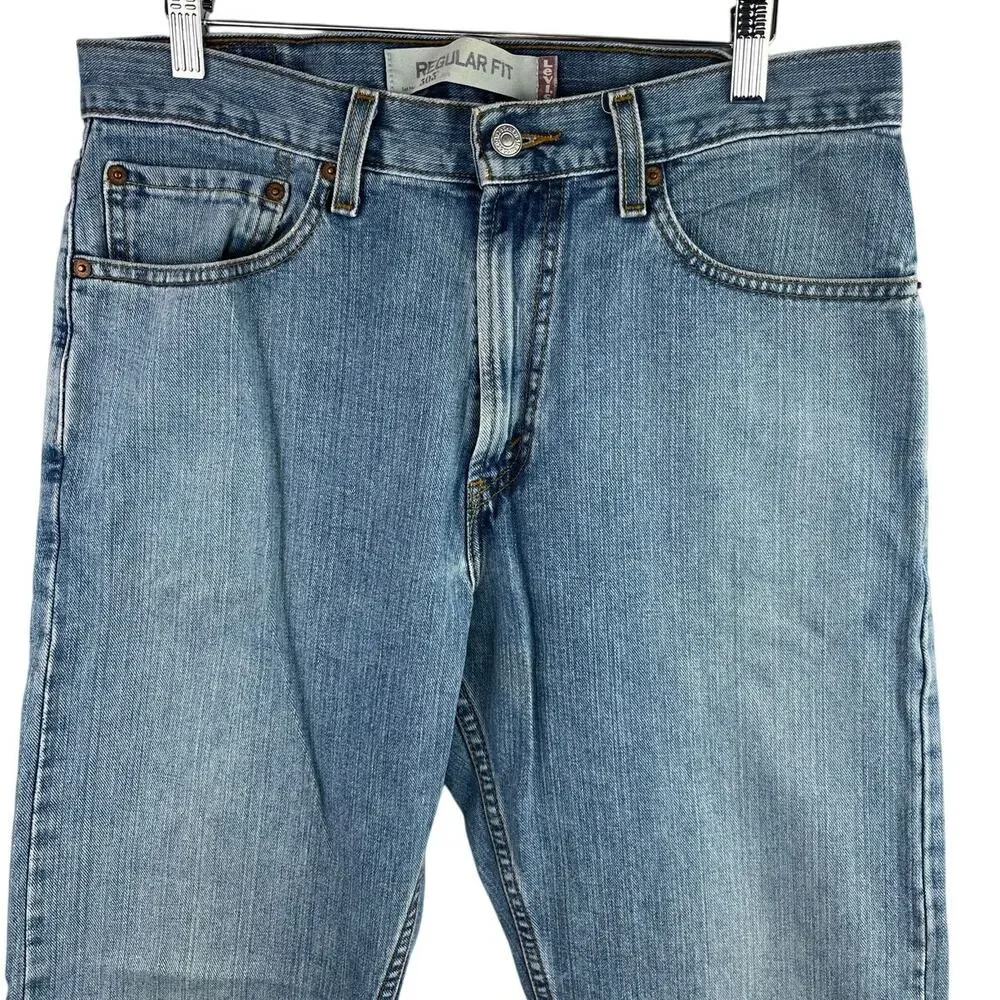 Levi's 505 Men's Blue Regular Fit Straight Leg Medium Wash Denim Jeans Pants 33